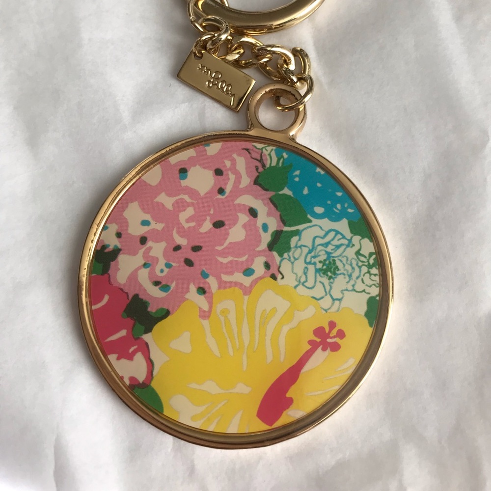 Authentic Lilly Pulitzer Hibiscus Enamel Keychain